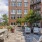 Grilling station and lush landscaping