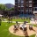 firepit, game lawn and pool